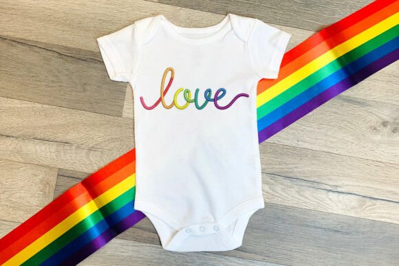 Download Cursive Rainbow Love Embroidery - Cursive Collection