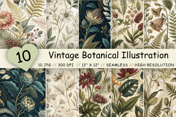 Download Vintage Botanical Illustration Paper - Vintage Collection